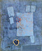 Titel: Goldner Kreis auf Blau, Technik: Pigmente auf Leinwand, Format: 110x90 cm