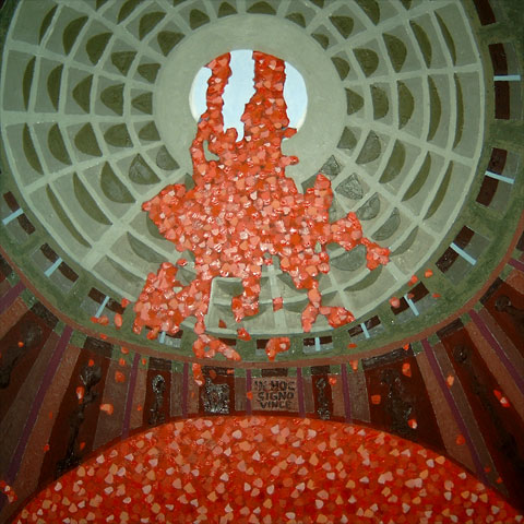 Grafik: Rosen im Pantheon, Öl auf Leinwand, 100x100 cm